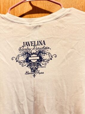 Harley-Davidson White T-Shirt with Navy Graphic - Javelina
